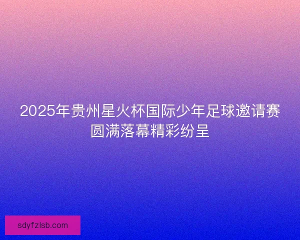 2025年贵州星火杯国际少年足球邀请赛圆满落幕精彩纷呈
